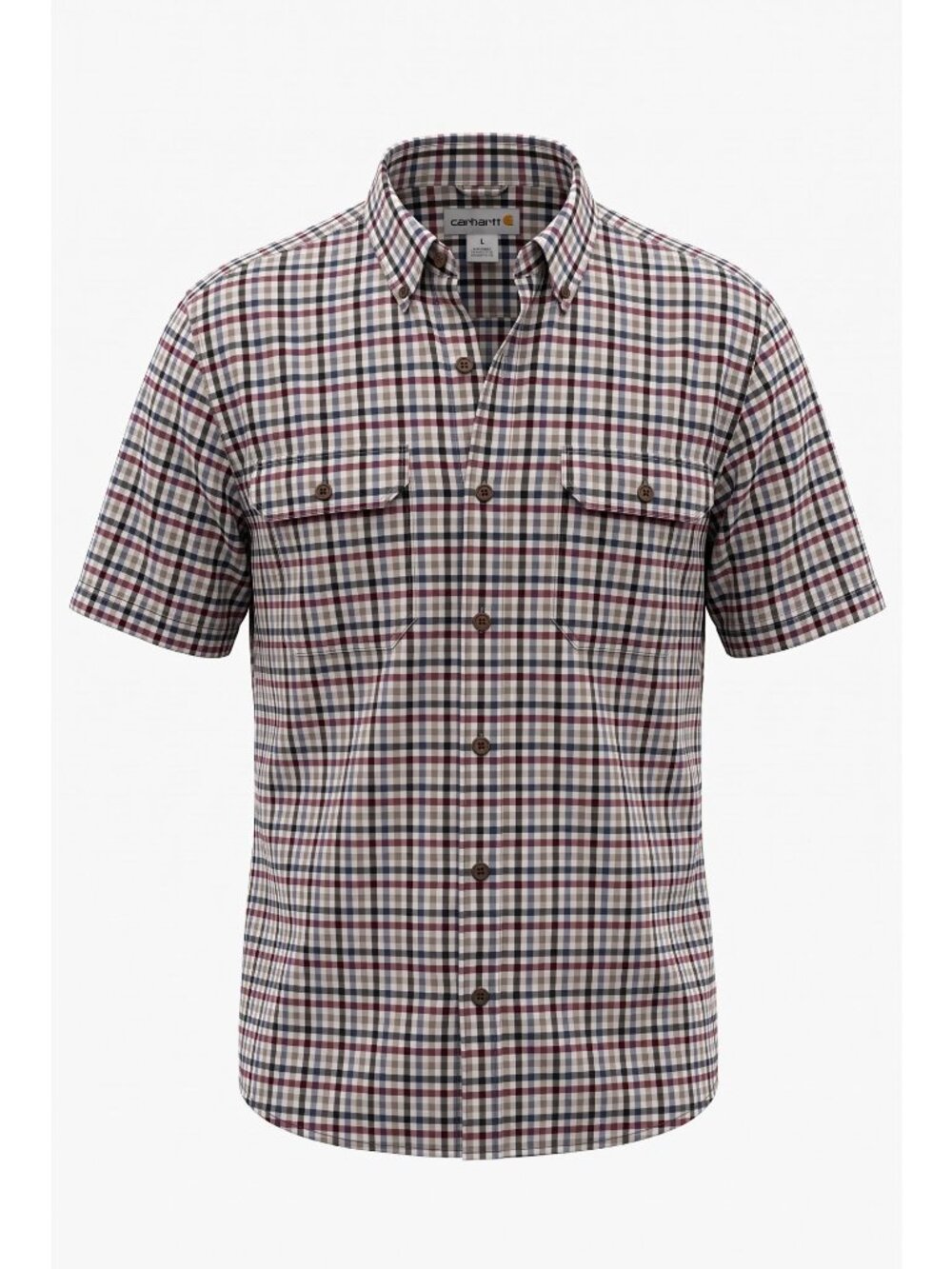 Carhartt Mens L Relaxed Fit Shirt Short Sleeve Plaid Cotton Button Down Workwear